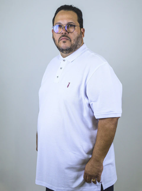 Camisa Polo Masculina em Piquet Básica Branca - loja online