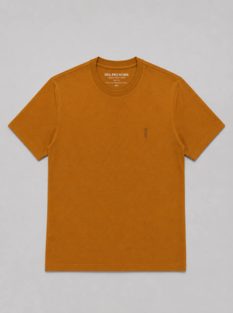 Camiseta Masculina em Algodão Básica Caramelo Salgado