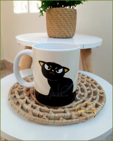 Caneca de Porcelana Personalizada 325ml - Gato Ranzinza - Não mexa na minha caneca