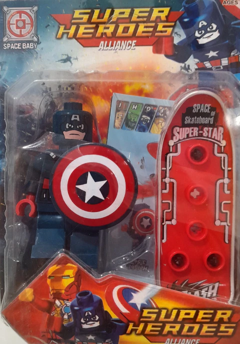 Blister LEGO super heroes c/ patineta Capitan America