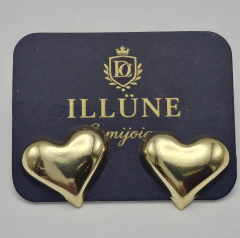 DUPLA DE BRINCO CORAÇÃO LISO | BANHADO A OURO - Illune Semijoias 