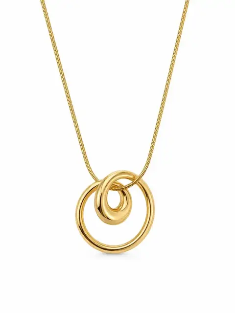 Colar Aço Inoxidável Folheado a Ouro 18K Formas Orgânicas Entrelaçadas