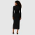 Vestido Midi Canelado Mangas Longas e Gola Alta - comprar online