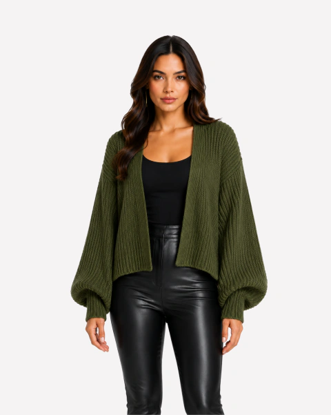 Cardigan Feminino Tricot Manga Bufante - comprar online