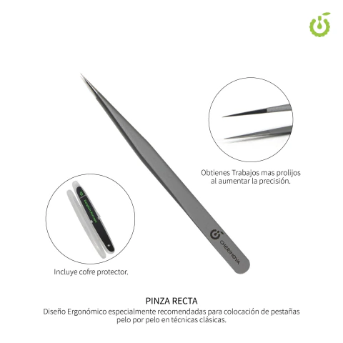 Pinza recta para pestañas plata - Cherimoya