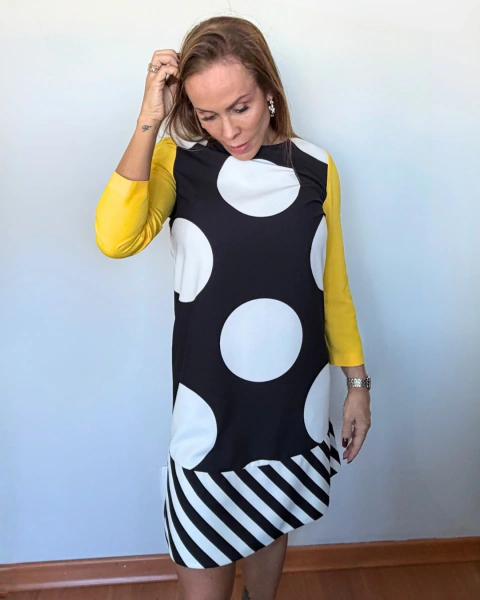 Vestido Estampado Bola e Listra Feminino Boutique Moschino