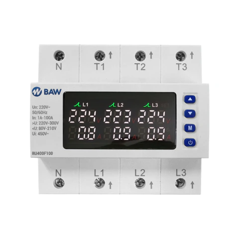 Protector Digital Trifásico 100A Display DIN