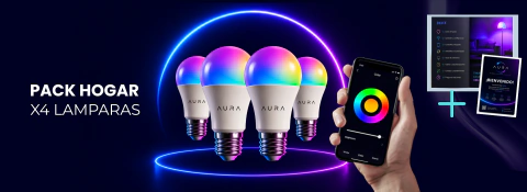 Pack Hogar - x4 Lámparas AURA - Smart LED RGB WiFi 12W