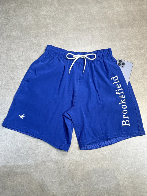 Bermuda Tactel Brooksfield- Azul Royal - Letreiro Branco