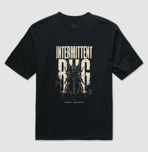 Camiseta Oversized Intermittent Bug - Cannot Reproduce