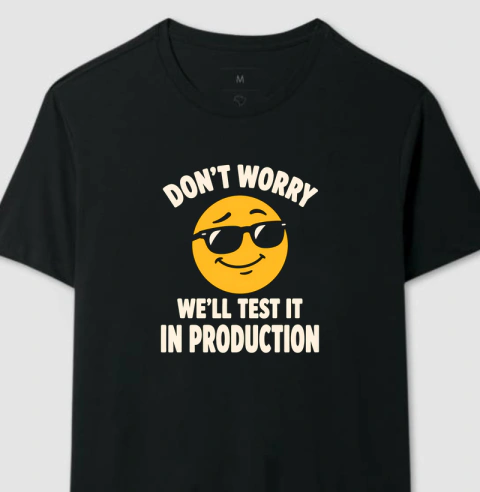 Camiseta Don't Worry, We'll Test It in Production