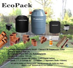 ECOPACK - KIT BIODIGESTOR 600 LTS + KIT CAMPO INFILTRACION + KIT CONEXION CAMARA LODOS + CAMARA INSPECCION