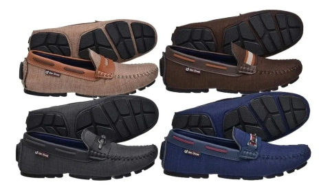 Kit 04 Pares Mocassim Drive Masculino Casual em Tecido