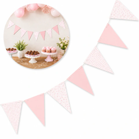 Bandeirola Triangular - Rosa Estampada