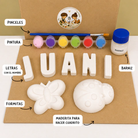 Nombre hasta 6 letras de yeso con Figuras - Kids