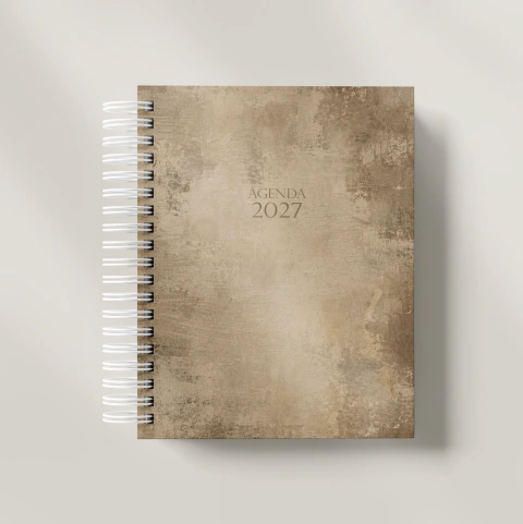 Agenda A6 Neutra | Wire-o Dourado | Laminação efeito couro