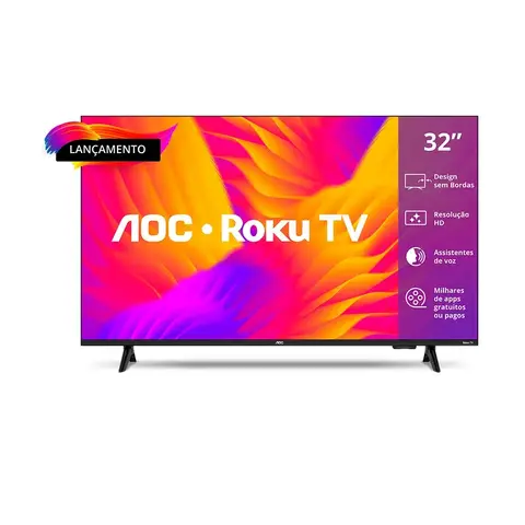 Smart TV 32 Polegadas AOC Roku TV HD 32S5155/78 Wi-Fi Dual Band HDMI