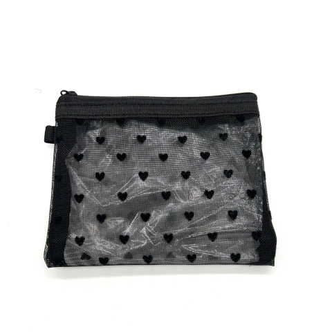 Neceser Transparente de Corazones Negro