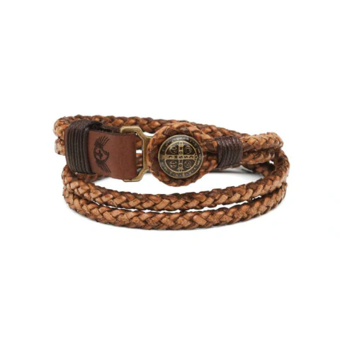 Pulseira Feminina de São Bento Couro Trançado