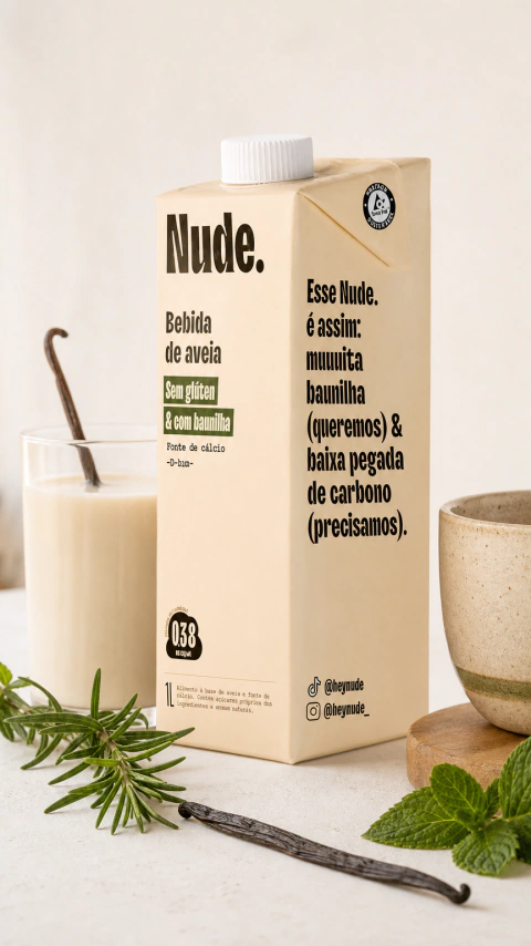 Bebida de Aveia Orgânica Sem Lactose Sem Glúten & Com Baunilha 1l Nude