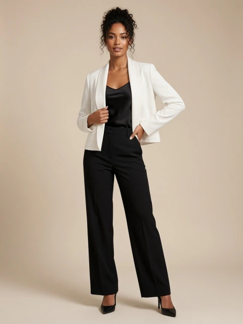 Saco Blazer Corto Shawl – Silueta Fluida Minimalista