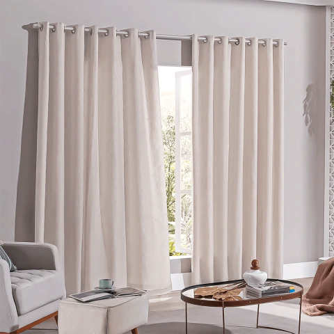 Cortina Bella Janela Matera 3,00x1,70m Areia Forro Pvc