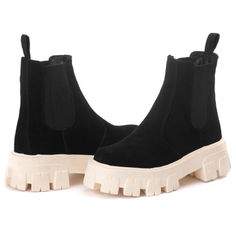 Bota Tratorada Meggie Chelsea Estilo Veggie Acamurçado Preto - loja online