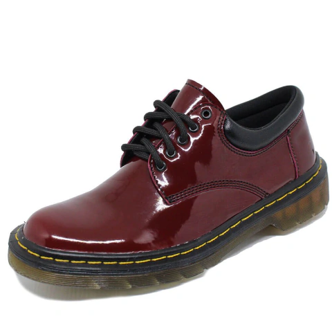 Sapato Colegial Inglês Estilo Veggie Verniz Vinho Baixo - comprar online