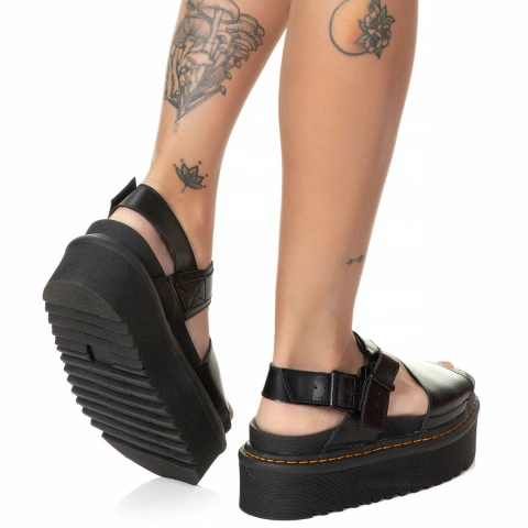 Sandália Plataforma Estilo Veggie Shoes Marriê Preto - loja online