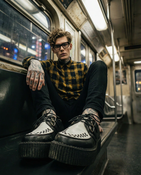 Creeper Preto Branco Estilo Veggie Shoes - loja online