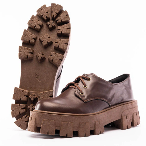 Sapato Oxford Tratorado Estilo Veggie Rebeca Marrom - ESTILO VEGGIE
