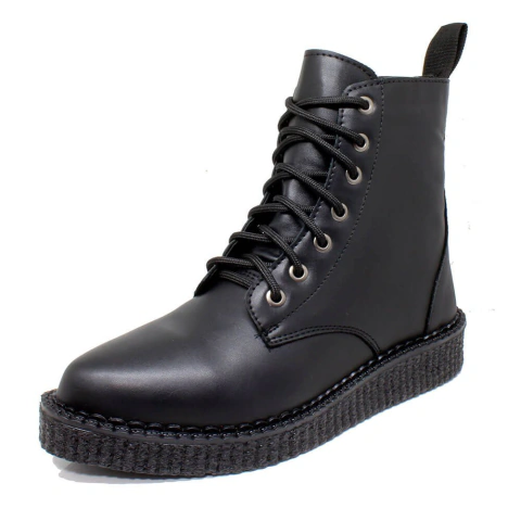 New Creeper Coturno Bico Fino Estilo Veggie Ivy Preto - ESTILO VEGGIE