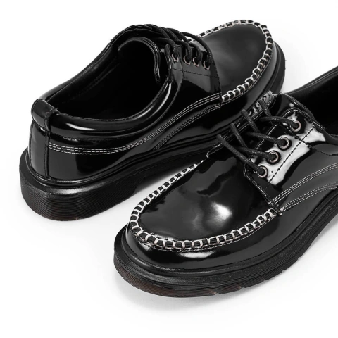Sapato Mocassim Gaspar Estilo Veggie Verniz Preto - ESTILO VEGGIE