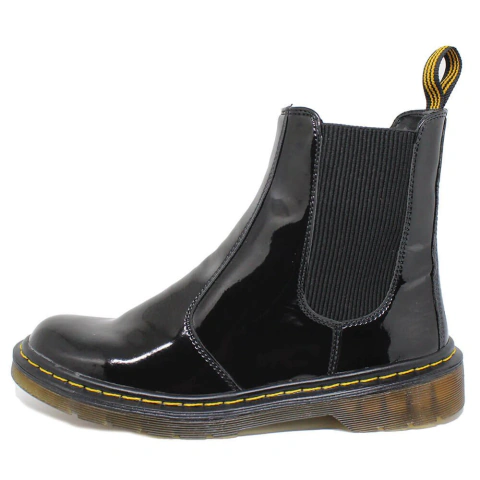 Bota Chelsea Estilo Inglês Verniz Preto Baixa - comprar online