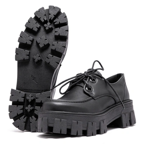 Sapato Oxford Tratorado Estilo Veggie Brenna Preto - loja online