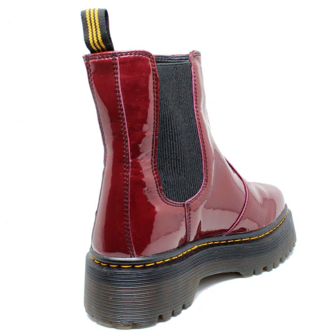 Bota Chelsea Estilo Inglês Verniz Vinho - ESTILO VEGGIE