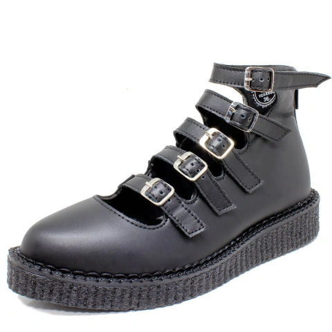 Imagem do New Creeper Sapato Bico Fino Estilo Veggie Lolita Preto