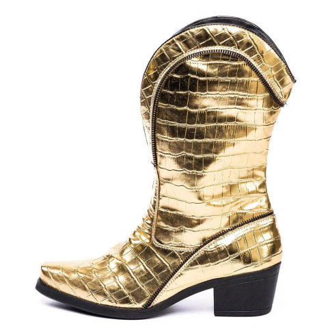 Bota Texana Estilo Veggie Dourada Ziper Metalizado na internet