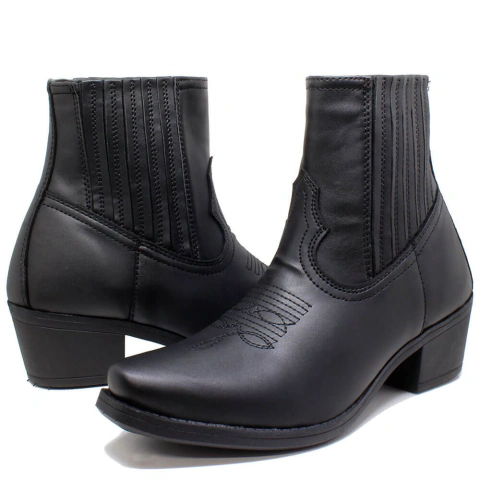 Bota Chelsea Cano Baixo Texana Estilo Veggie Preto - ESTILO VEGGIE