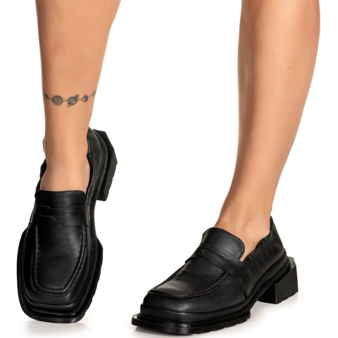 Sapato Mocassim Cano Canelado Sevilha Preto - ESTILO VEGGIE