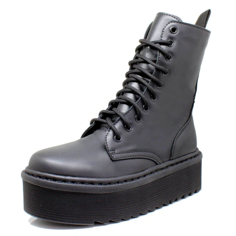 Coturno Plataforma Brienne Estilo Veggie All Black Preto - comprar online