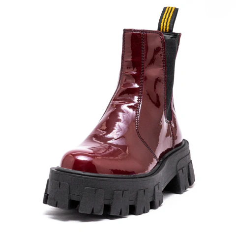 Bota Tratorada Chelsea Meggie Verniz Vinho - comprar online