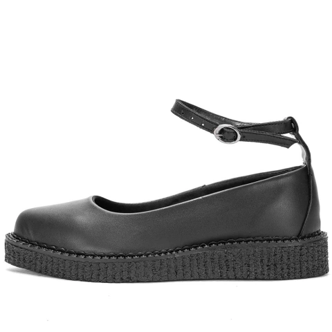 New Creeper Sapatilha Bico Fino Estilo Veggie Ofélia Preto na internet