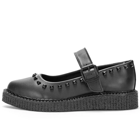 New Creeper Sapatilha Bico Fino Estilo Veggie Morticia Preto na internet