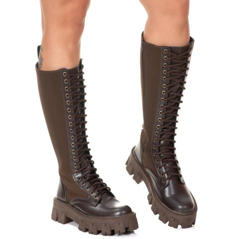 Coturno Tratorado Hera Alta Estilo Veggie Shoes Marrom na internet