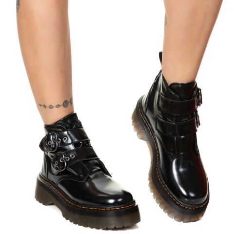Coturno Estilo Inglês Afrodite Verniz Preto - comprar online