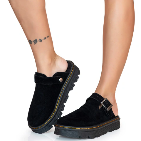Clog Estilo Veggie Acamurçado Preto - comprar online
