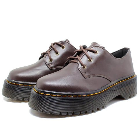 Sapato Colegial Inglês Estilo Veggie Vichy Marrom - ESTILO VEGGIE