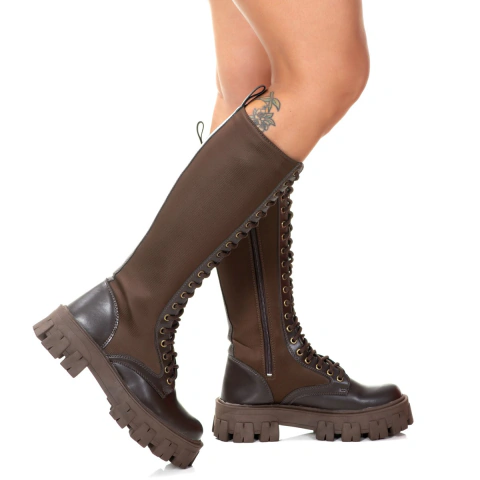Coturno Tratorado Hera Alta Estilo Veggie Shoes Marrom - ESTILO VEGGIE