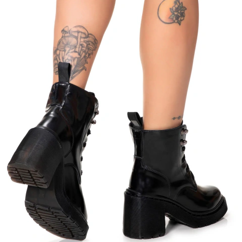 Coturno Plataforma Camélia Estilo Veggie Verniz Preto - ESTILO VEGGIE